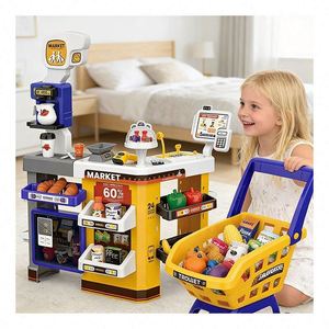 Ensemble de jeu d'apprentissage pour enfants : Stand de marché, Supermarché, Caisse enregistreuse, Scanner, Jouet d'imitation - Product Image 3