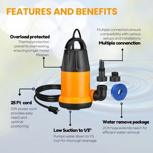 <span class=keywords><strong>Pompe</strong></span> à eau submersible basse pression 1,5 CV avec <span class=keywords><strong>kit</strong></span> de tuyau de 7,6 m (25 pieds) 4000 GPH, cordon d'alimentation portable OEM pour piscines, étangs de jardin et sous-sols - Product Image 4