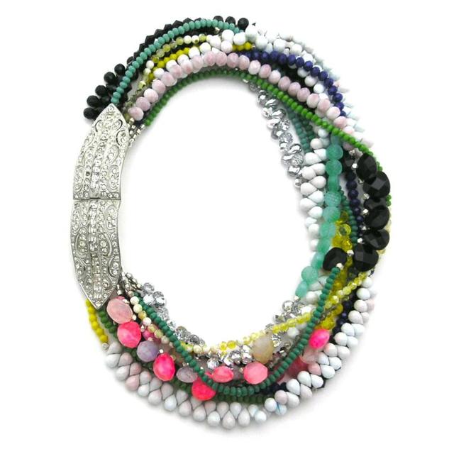 Boho Multi Colored Beaded Necklace Boho Statement Necklace  Boho String Necklace