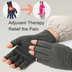 Лидер продаж, хлопковые нескользящие перчатки из спандекса для лечения артрита на ладонях, перчатки для лечения половинчатого пальца, рабочие перчатки для облегчения боли в горошек