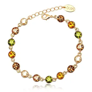 Gelang kristal cahaya bintang 30202 gelang berlapis emas dapat disesuaikan gelang berlian imitasi wanita manis hadiah perhiasan mode gelang