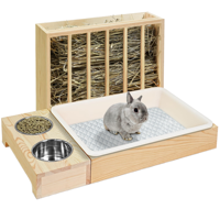 Mangeoire pour animaux de compagnie - En stock - Mangeoire à foin en bois au design minimaliste, facile à utiliser, adaptée à divers animaux, pour usage domestique, détachable et décorative