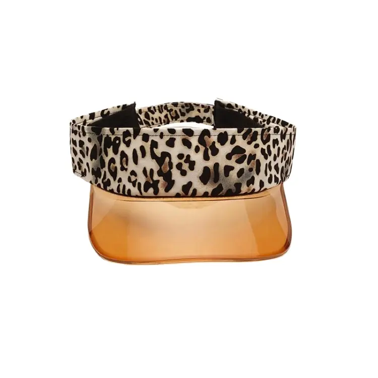 Women's Casual UV Protection PVC Plastic hard Sun Visor Hats Leopard Casquette Gorros Breathable Topless Sun Visor Hats