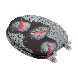 Asiento de inodoro redondo de MDF con estampado floral de mármol, cierre suave, bisagra de aleación de zinc con diseño de flor de ciruelo, liberación rápida, <span class=keywords><strong>tapa</strong></span> de inodoro para baño. - Product Image 4