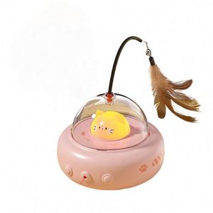 ของเล่นแมวแบบอินเทอร์แอคทีฟ: ไม้ล่อแมวอัตโนมัติพร้อมขนนก ของเล่นอิเล็กทรอนิกส์แสนสนุกสำหรับแมวในบ้านและสัตว์เลี้ยง - Product Image 1