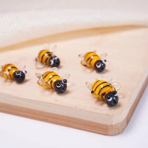 Custom Miniature Small Cute 14K Gold Plated Lampwork Glass <b>Honey</b> Bee Animal Figurine Beads for DIY Jewelry - Product Image 2