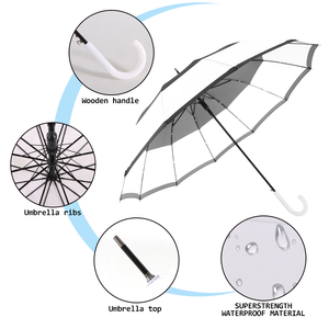 Good quality Windproof stick <b>umbrella</b> curve handle 24K 24 ribs metal shaft <b>umbrellas</b> with auto button for promotion - Product Image 4