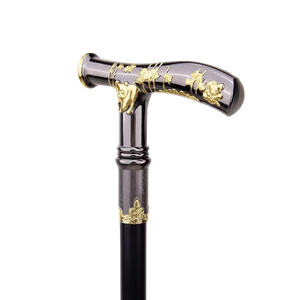 Bastón Decorativo de Cosplay con Diseño de Panda Negro y Dorado con Brújula, Bastón de <span class=keywords><strong>Dos</strong></span> Patas de Lujo para Caballero - Product Image 6