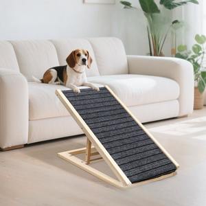 Rampa para cama de perro de madera de pino de altura ajustable Escalera para mascotas Rampa Escaleras para sofá para coche con pasamanos - Product Image 2