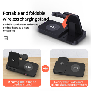 Chargeur sans fil magnétique 4 1 <span class=keywords><strong>Station</strong></span> <span class=keywords><strong>de</strong></span> <span class=keywords><strong>charge</strong></span> <span class=keywords><strong>multi</strong></span>-téléphone portable pliable pour microphone iPhone 15 Pro Max - Product Image 4