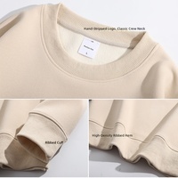 Suéter de Cuello Redondo con Forro Polar de Algodón 430G, Estilo Japonés, Unisex, Impermeable, Corte Holgado