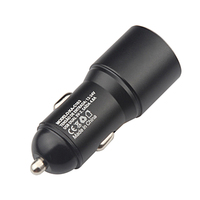 Adaptor Charger Mobil Dual USB 2 Port 5V 2.4A Bahan Aluminium Alloy Steel Gun 12W untuk Ponsel