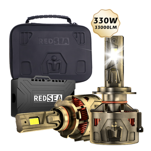 Redsea nueva llegada R33 Triple tubo de cobre ventilador de refrigeración 300W súper brillante H1 H4 H7 H11 luz LED para coche 9005 9006 faro para coche - Product Image 1