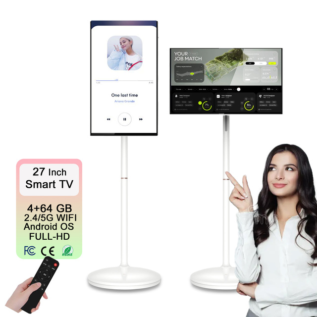 27-Inch LED Smart TV with Android White Cabinet LED Backlight HDTV Definition Home Audio System Smart TVs
