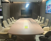 Mesa de Reuniones Grande para Oficina, Escritorio de Conferencia Personalizable con Tomacorriente y Sistema de Gestión de Cables