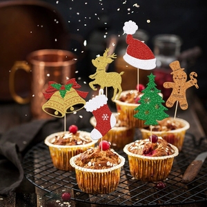 Juego de Adornos para Pastel de Navidad con Letrero de Feliz Navidad, Diseños de Árbol, Calcetín, Gorro de Santa, Campana de Jengibre para Decoración Festiva - Product Image 4