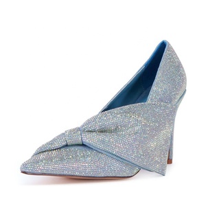 Escarpins sexy pour femmes à bout pointu, ornés de strass et de diamants, talons hauts, sandales à talon aiguille avec grand nœud - Product Image 3