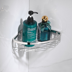Étagère de douche ronde à double niveau en métal avec crochets pour l'organisation du rangement dans la salle de bain, design moderne et étanche - Product Image 4