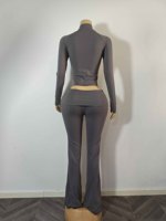 Ensemble sweat à capuche zippé et pantalon coupe vintage personnalisé 2026, haut court avec logo brodé appliqué, streetwear athlétique pour femme