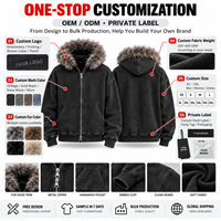 Sweat à capuche zippé surdimensionné personnalisé délavé à l'acide, unisexe, style streetwear vintage, en fausse fourrure épaisse, fournisseur en gros pour marques