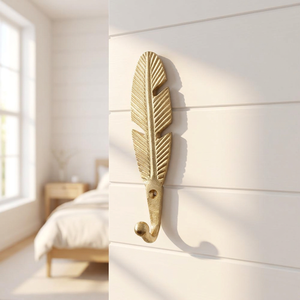 AK Brass Solid Brass Feather Leaf Wall <b>Hook</b> Antique Finished <b>Decorative</b> <b>Coat</b> <b>Hook</b> Wall Hanger Clothes Hanger Home Decor Hardware - Product Image 1