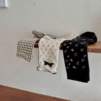 Chaussettes rétro romantiques pour femmes, détail nœud délicat et imprimé floral, douces, extensibles, confortables, décontractées et tendance