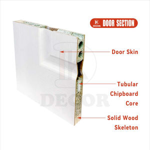 <span class=keywords><strong>Porte</strong></span> intérieure à 6 panneaux en MDF peint blanc, grain de bois, apprêtée, moulurée, avec ouverture latérale pour chambre et villa - Product Image 3