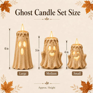 Lámpara con Control Remoto con Temática de Halloween, Juego de Velas de Resina, Solo Presione el Botón para Iluminar la Oscuridad, Adorno para Fiestas - Product Image 6