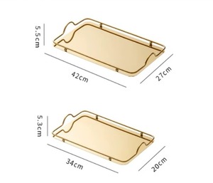 ถ้วยกาแฟสแตนเลสถาดกระจกสี่เหลี่ยมผืนผ้าพร้อมที่จับสีทองสวยสำหรับโรงแรม - Product Image 3