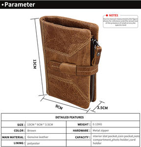Andong Genuine Cow Leather Short <b>Wallet</b> Purse for <b>Men</b> Man Retro <b>Card</b> Holder RFID Blocking Multiple Positions <b>Wallets</b> Purses - Product Image 3