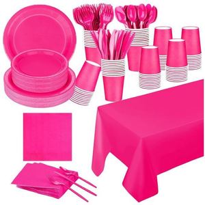 Disposable Party Supplies Kit <b>Black</b> Tableware Set With <b>Plates</b> Cups Napkins Cutlery For Party Events - Product Image 5