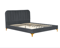 Lit Moderne de Luxe Design pour Chambre à Coucher, Cadre de Lit Capitonnée Ajustable 180x200 avec Rangement
