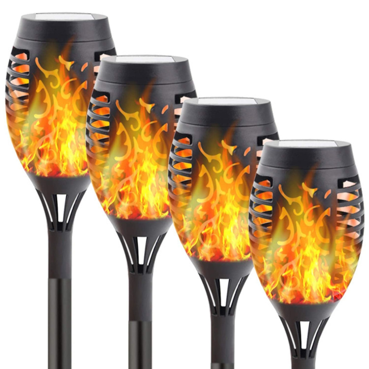 12LED Outdoor Solar Flame Lamp IP65 Waterproof Dimmable 360 Beam Angle Decorative Landscape Garden Ground Park DC Power Supply