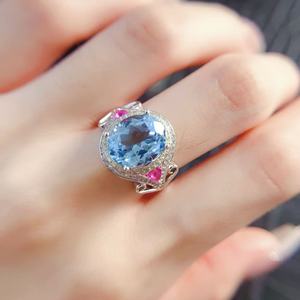 Novo Design Céu Azul Topázio Darry Anel De Prata 925 Anel Ajustável para Mulheres Meninas, anéis De Noivado Personalizado - Product Image 3