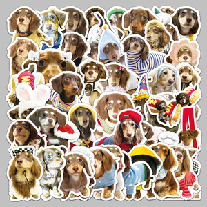 50pcs gros chien autocollants personnalisés mignon animal de compagnie tout coupé personnalisé exquis <span class=keywords><strong>teckel</strong></span> INS Style autocollants - Product Image 5