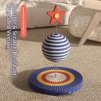 Griffoir et Lit pour Chat Tout-en-un Moderne à Rayures Ciel Étoilé, Résistant à l'Usure, Anti-Chute, Très Grand, Plus Large, avec Balle de Jouet pour Chat