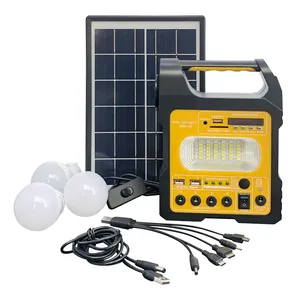 Kit d'éclairage led Portable avec batterie au lithium de 6w, mini kit d'éclairage solaire pour lumières et ventilateur