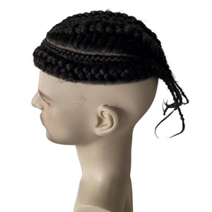 Sistemas de Cabello Humano Virgen Indio # Toupee de <span class=keywords><strong>Trenzas</strong></span> Estilo Cornrow Color Negro 1B, Base de Seda 8x10 <span class=keywords><strong>para</strong></span> <span class=keywords><strong>Hombre</strong></span> - Product Image 6