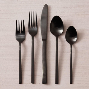Hot Selling Elegant Mirror Polished Stainless Steel Hotel Flatware <b>Set</b> Reusable 15ml Restaurant Cutlery Weddings Events <b>Black</b> - Product Image 3