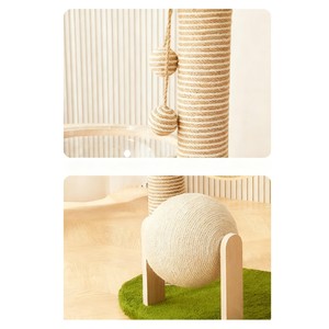 شجرة قطط طبيعية على شكل شجرة مع أوراق، متعددة المستويات، تتضمن منصات للجلوس وأعمدة للخدش وألعاب معلقة، أثاث تسلق كبير للقطط - Product Image 6