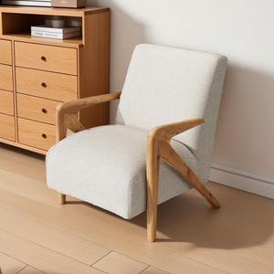 Solid Wood Single <b>Sofa</b> Chair Light Luxury Leisure Indoor Designer Vintage Style - Product Image 1