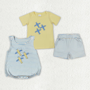 Baby Boys Summer Clothes Cotton <b>White</b> <b>Tee</b> and Striped Short Set Toddler Boy Puppy Applique Outfit - Product Image 3