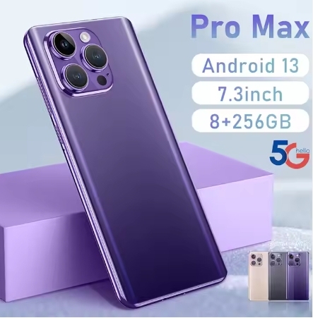Hot Sell Global Version Pro Max Screen Mobile 5G Smart Phones Android 13 with 7.3 Inch 5G Low Price 8+256gb Dual Sim Card