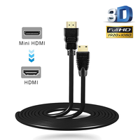 Cable HDMI Tipo A Macho a Mini HDMI Tipo C Macho Xput, Full HD 1080P 3D con Ethernet, Cable de Video Negro para Monitor de Cámara HD