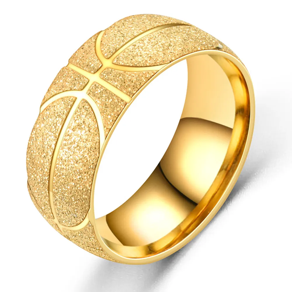 Großhandel Basketball Sport Style Modeschmuck Gold/Schwarz/Versilbert Matti erte Edelstahl ringe Für Männer Geburtstags geschenke