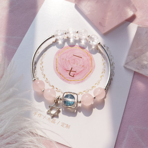 <span class=keywords><strong>Bracelet</strong></span> en cristal naturel polarisé bleu, pendentif étoile à six branches en argent 925, romantique, pour les amoureux, perles, personnalité - Product Image 2