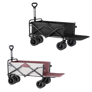 Outdoor Camping Car Portable Picnic Storage Platform <strong>Four</strong>-<strong>wheel</strong> Folding <strong>Trolley</strong> Small Trailer High Carbon Steel 600D Oxford - Product Image 2