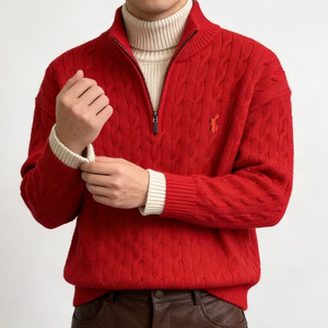 Pull tendance Ralf 2025 pour <span class=keywords><strong>homme</strong></span>, col rabattu, demi-zip, tricoté, à manches longues, dernière collection Laur - Product Image 3