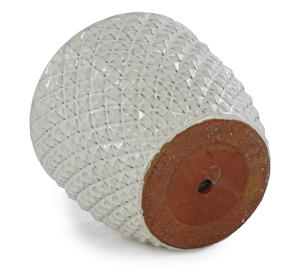 Pot de fleurs en céramique émaillée à motif diamant de couleur blanche de style américain, écologique, durable, pour l'intérieur/l'extérieur, avec drainage - Product Image 6