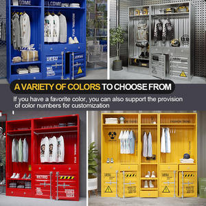 Armario de valla de alambre de dos capas personalizable armario abierto Industrial rojo contenedor de ropa de Metal comercial para tienda de ropa - Product Image 3